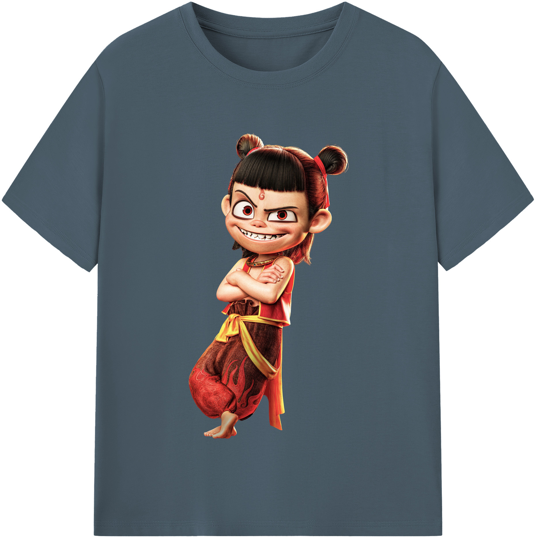 （画像用） Ne Zha 2 ナタ 魔童の大暴れ 綿100％半袖Tシャツ（フロントプリント）